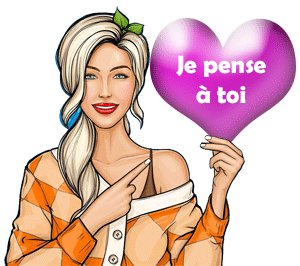 Gif animé je pense à toi coeur femme